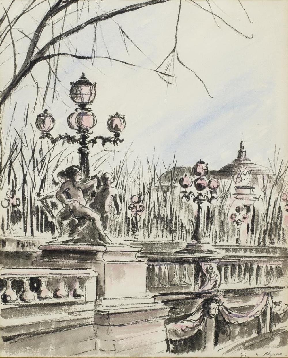 guy neyrac d 1950 french street scene drawing 23 x 18 5 · Austin Auction Gallery · 2025-09-05 Guy de Neyrac comparable auction result: guy neyrac d 1950 french street scene drawing 23 x 18 5