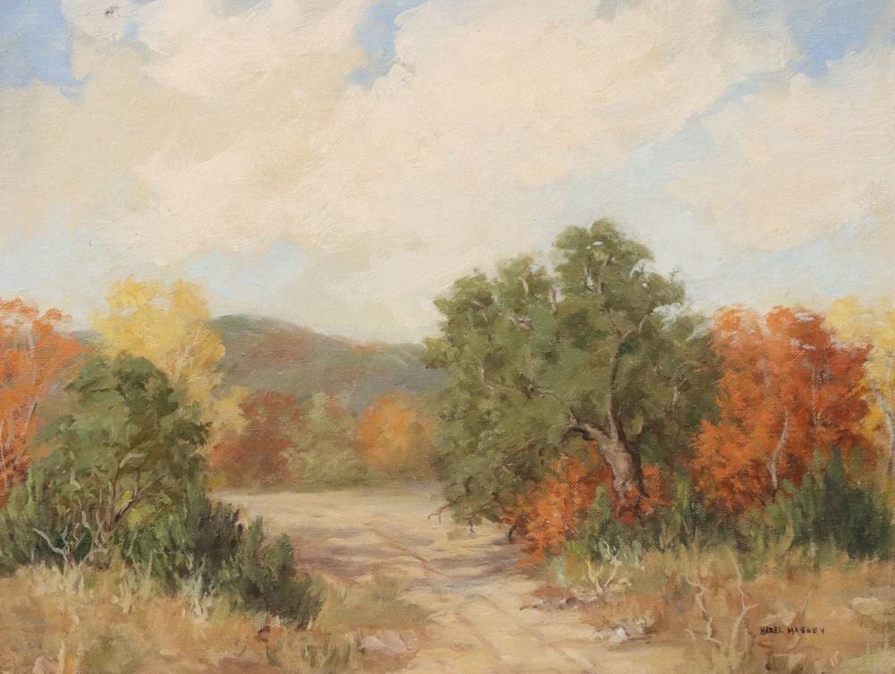 hazel massey 1907 1990 texas hill country landscape 12 x 16 · Austin Auction Gallery · 2025-09-06 Hazel Massey comparable auction result: hazel massey 1907 1990 texas hill country landscape 12 x 16