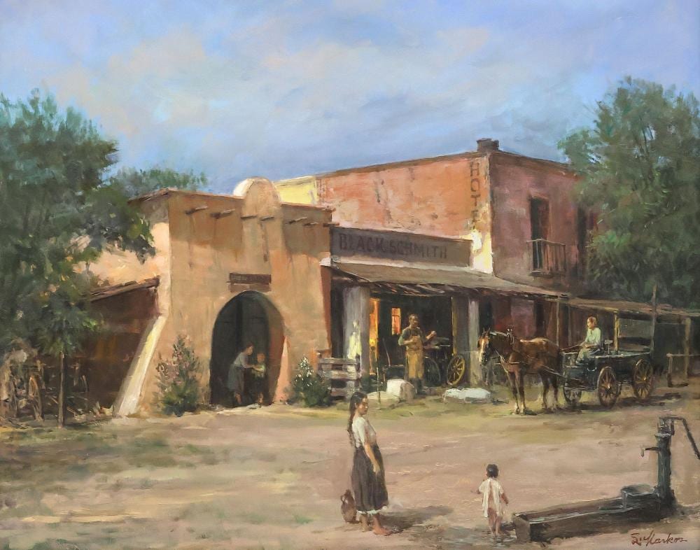 lajos markos 1917 1993 painting the old blacksmith 16 x 20 · Austin Auction Gallery · 2025-09-06 Lajos Markos comparable auction result: lajos markos 1917 1993 painting the old blacksmith 16 x 20