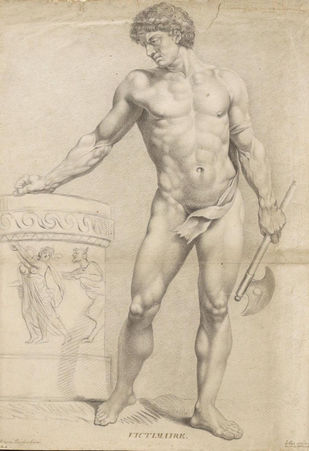 johann heinrich lips 1758 1817 drawing male nude victimaire · Austin Auction Gallery · 2025-09-07 Johann Heinrich Lips comparable auction result: johann heinrich lips 1758 1817 drawing male nude victimaire