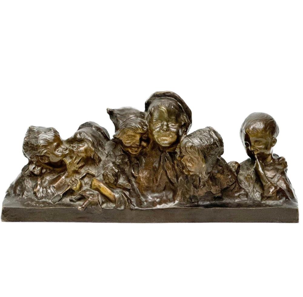 Juan Clara Ayats comparable auction result: juan clara 1875 1957 bronze statue children murmure 1st half 20th cen signed