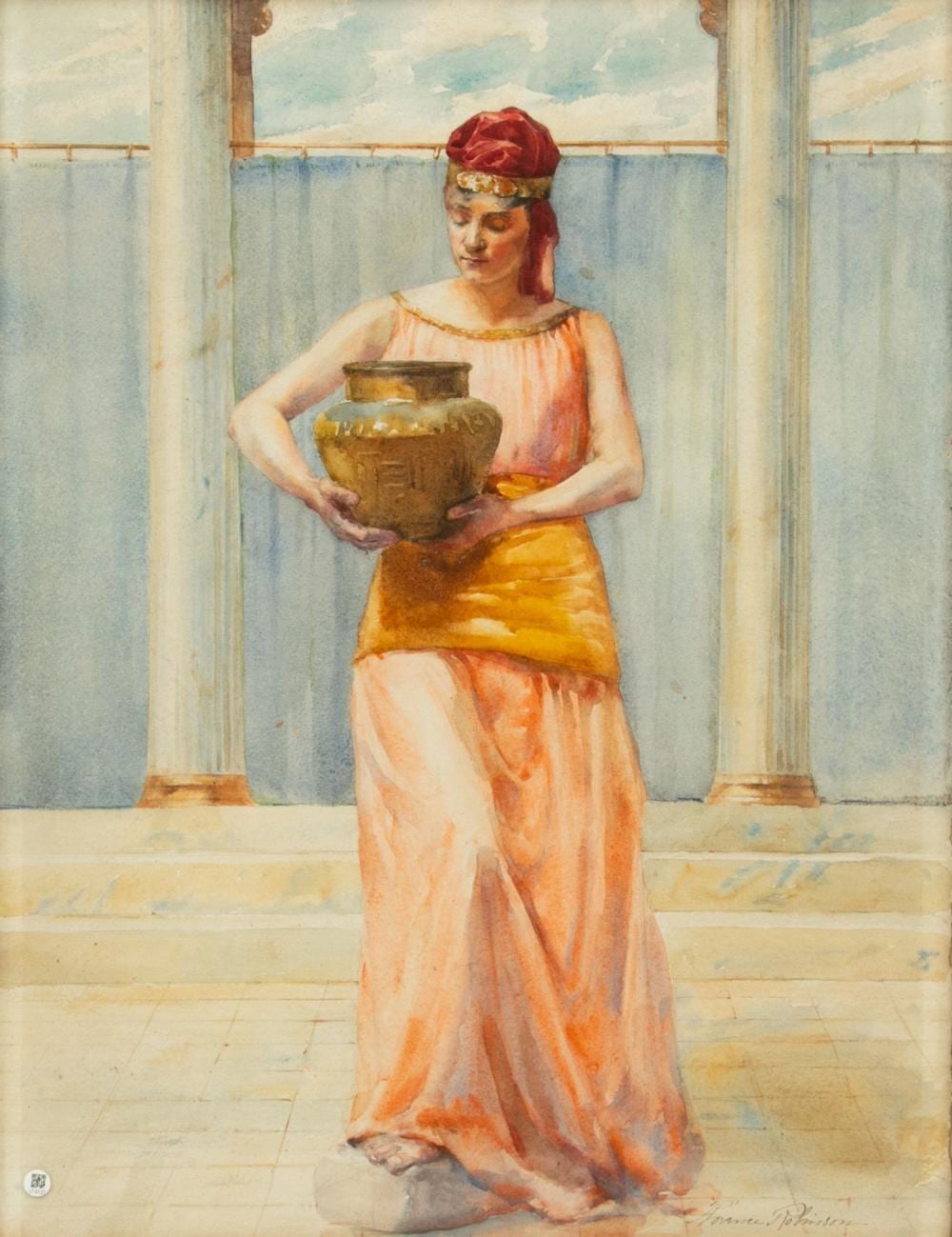 Florence Vincent Robinson comparable auction result: florence vincent robinson american 1874 1937 watercolor on paper grecian maiden carrying an urn h 17 5 w 14 frame size h 27 w 22