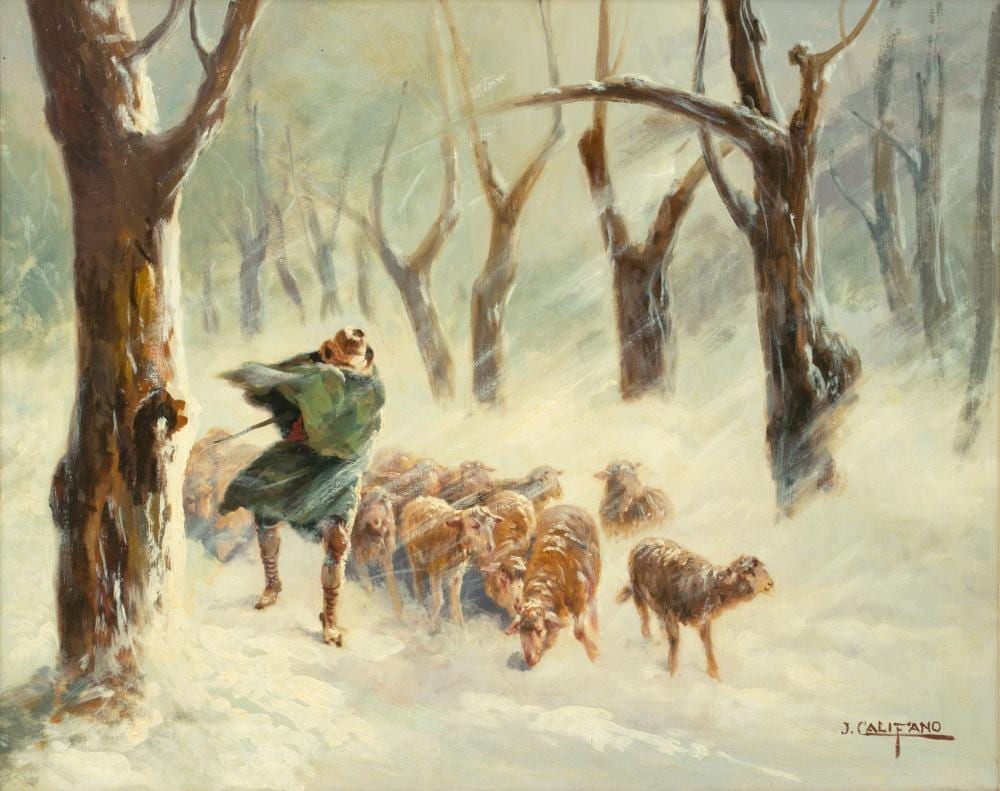 Giovanni (1864) Califano comparable auction result: john califano american 1862 1946 oil on canvas shepherd in a driving snow h 19 w 24 frame size h 26 5 w 31 5