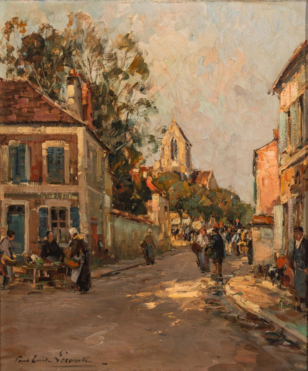Paul Emile Lecomte comparable auction result: paul emile lecomte french 1877 1950 oil on canvas ca 1920 1930 breton village h 21 75 w 18 frame size h 31 w 27