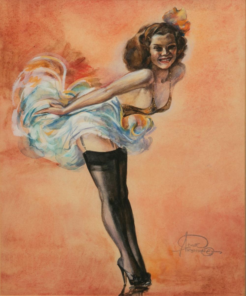 Rolf Armstrong comparable auction result: rolf armstrong american 1889 1960 watercolor on paper ca 1940s the toast of the town h 11 25 w 9 25 frame size h 17 75 w 15 75