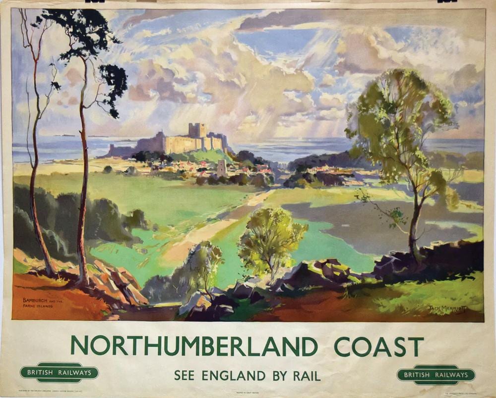 british railways jack merriott lithograph of northumberland coast printed in colors · Arader Galleries · 2025-09-13 Jack Merriott comparable auction result: british railways jack merriott lithograph of northumberland coast printed in colors