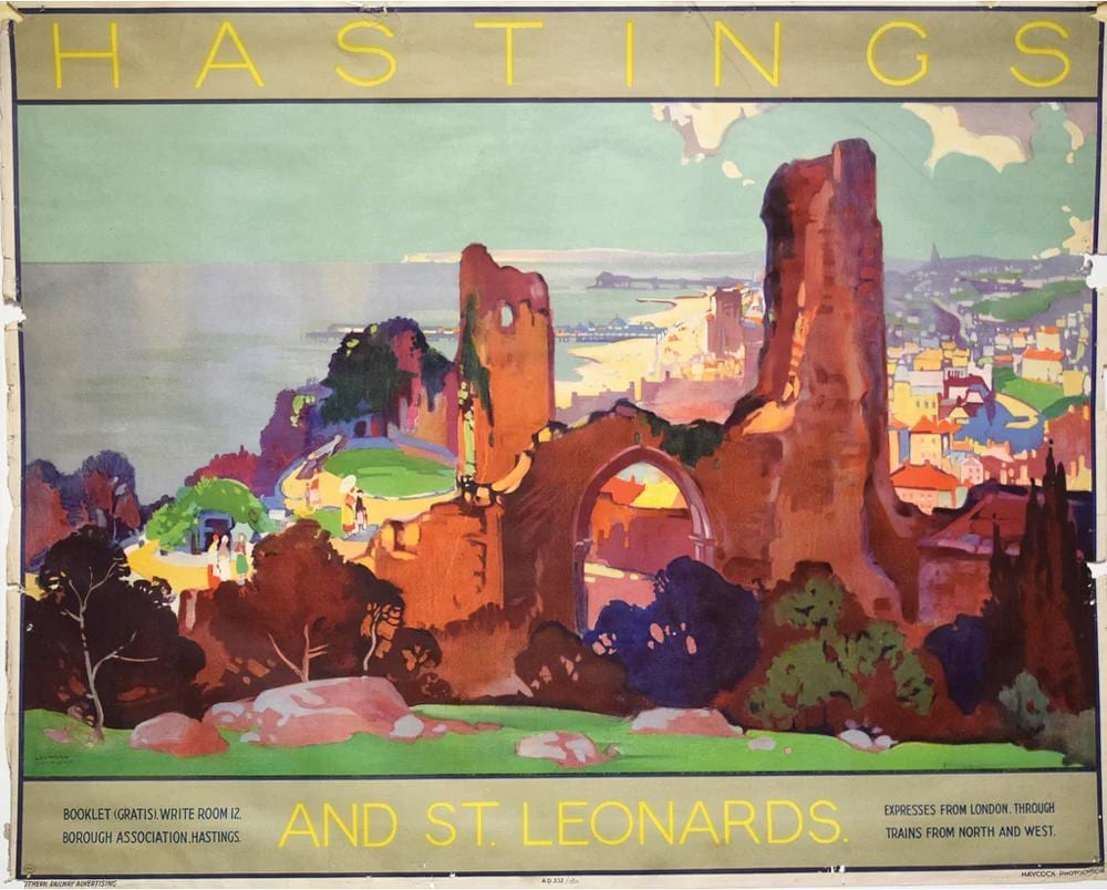 Leonard Richmond comparable auction result: british railways leonard richmond lithograph of hastings printed in colors