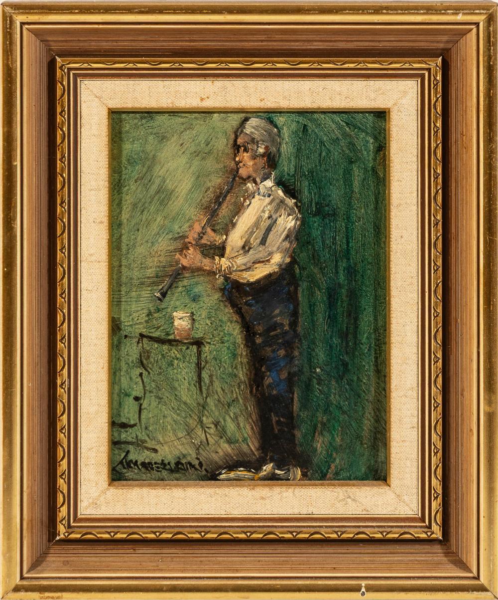 Barry Chamberlain comparable auction result: barry chamberlain 1928 jazzman at the soup plus oil on board 19 x 14cm frame size 30 x 25cm