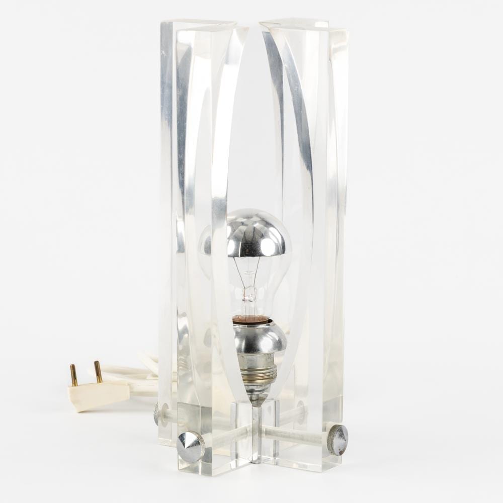 Michel Dumas comparable auction result: michel dumas xx xxi a table lamp plexiglass and metal for roche bobois france circa 1970
