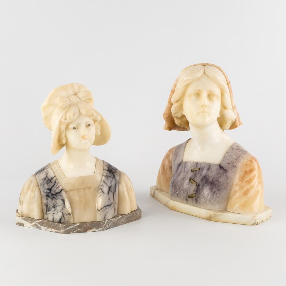 Richard Aurili comparable auction result: richard aurili 1864 1943 and gustave van vaerenbergh 1873 1927 two busts of a young lady sculptured alabaster