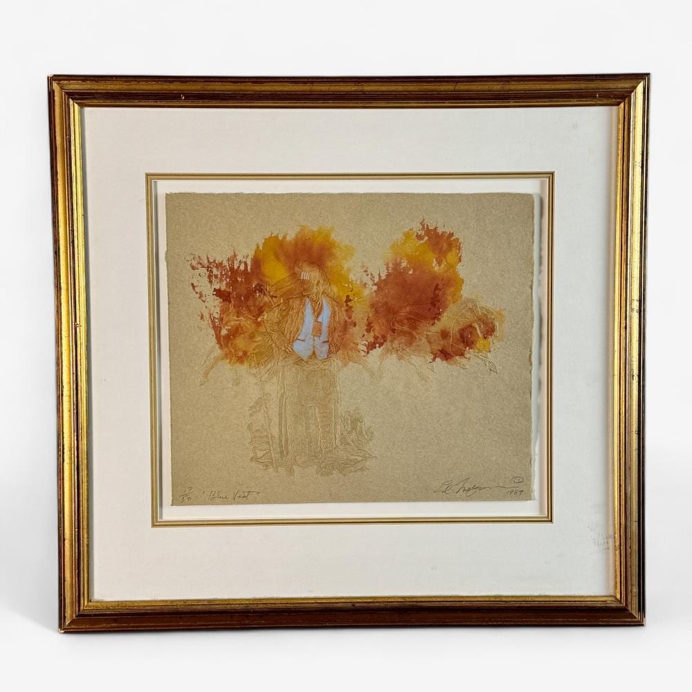 Ed Morgan comparable auction result: blue vest embossed lithograph by ed morgan