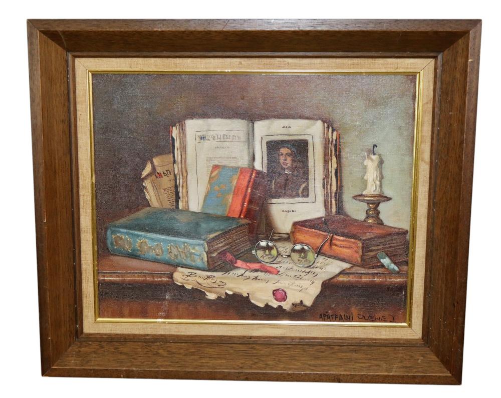 Czene Janos Apatfalvi comparable auction result: czene janos apatfalvi 1904 1984 oil on canvas still life painting with books
