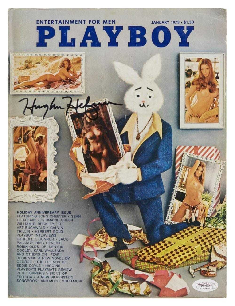 Hugh Hefner | Signed 1973 Playboy Magazine sold by Julien's Auctions, lot 334 — auction record photograph