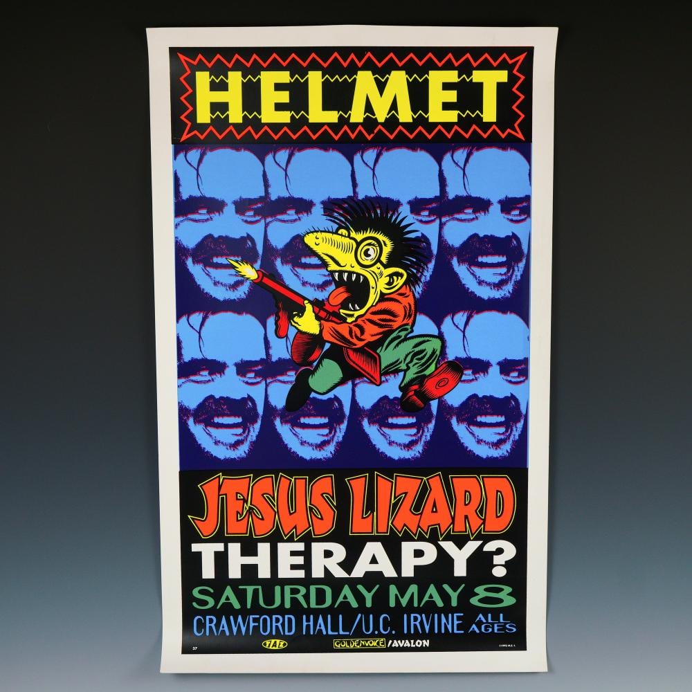 Frank Kozik comparable auction result: frank kozik helmet the jesus lizard therapy u c irvine concert poster