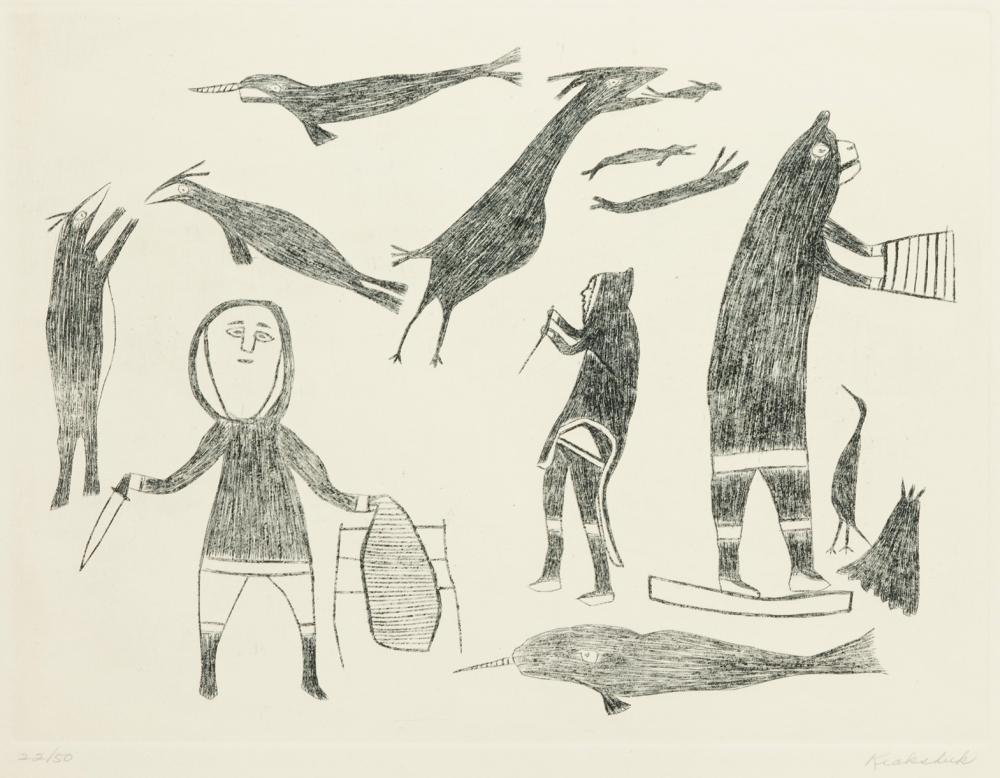 Kiakshuk comparable auction result: kiakshuk people and animals