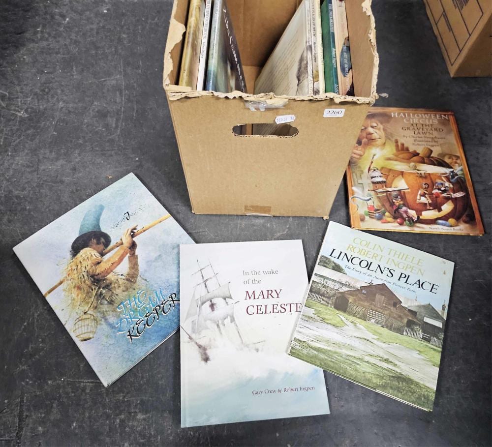 Robert Ingpen comparable auction result: a box of books all illustrated by robert ingpen