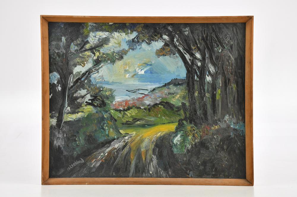James Lawrence Isherwood comparable auction result: james lawrence isherwood 1917 1989 oil on board rural lane with trees signed 40 x 50cm framed
