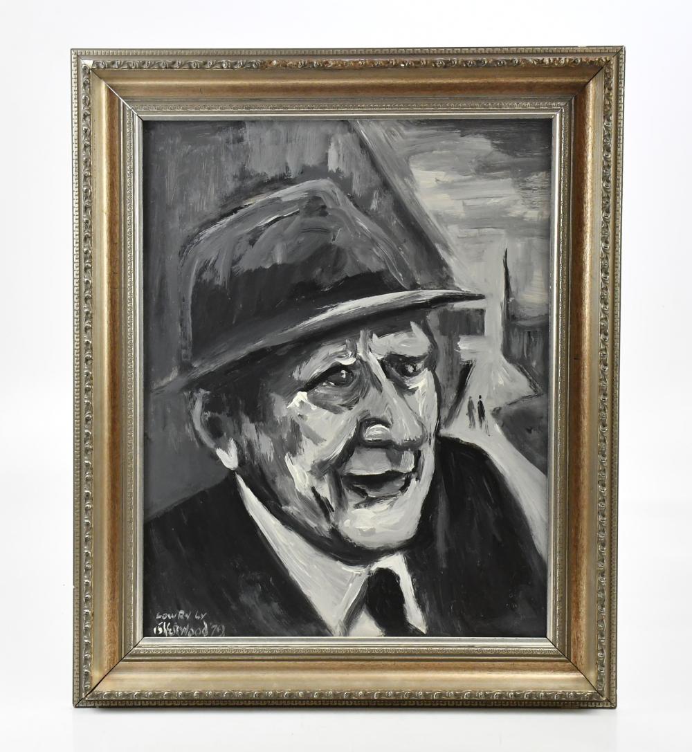 James Lawrence Isherwood comparable auction result: james lawrence isherwood 1917 1989 oil on board lowry portrait of laurence stephen lowry signed 49 x 39cm framed