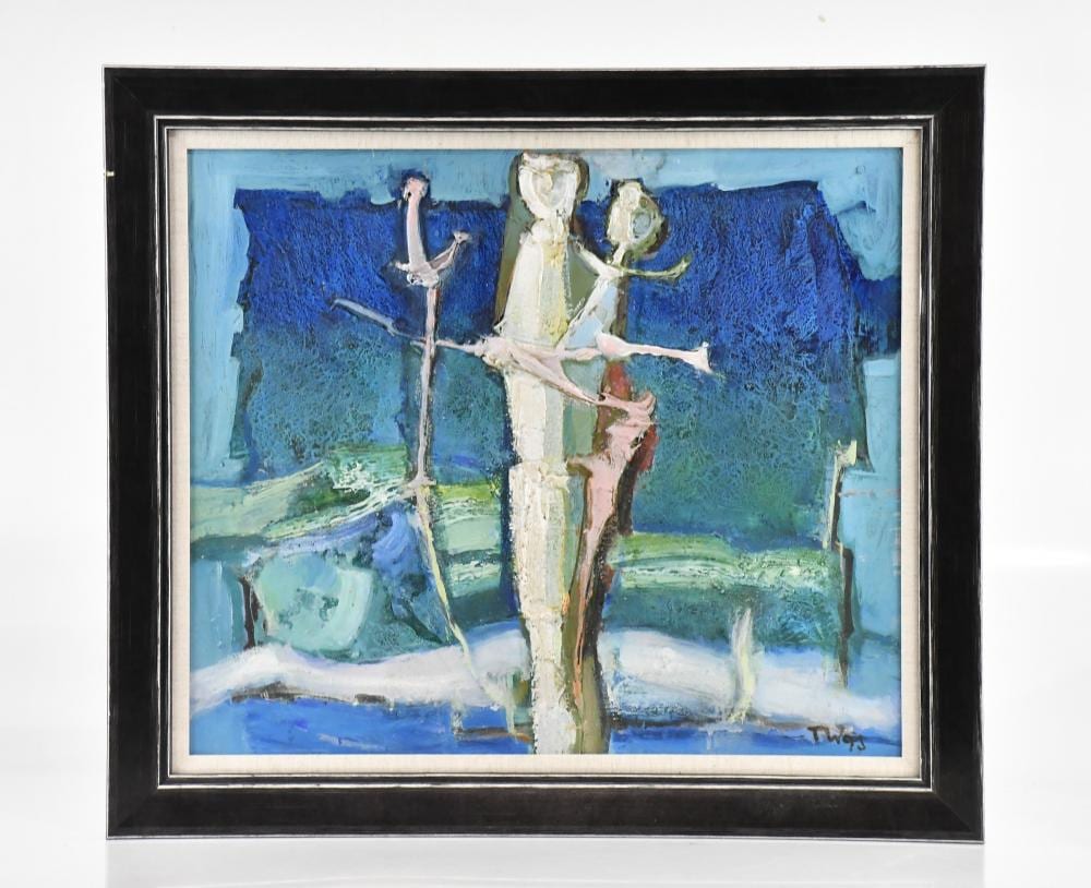 Tadeusz Was comparable auction result: tadeusz was polish 1912 2005 oil on board mother and child signed lower right 42 x 50cm framed
