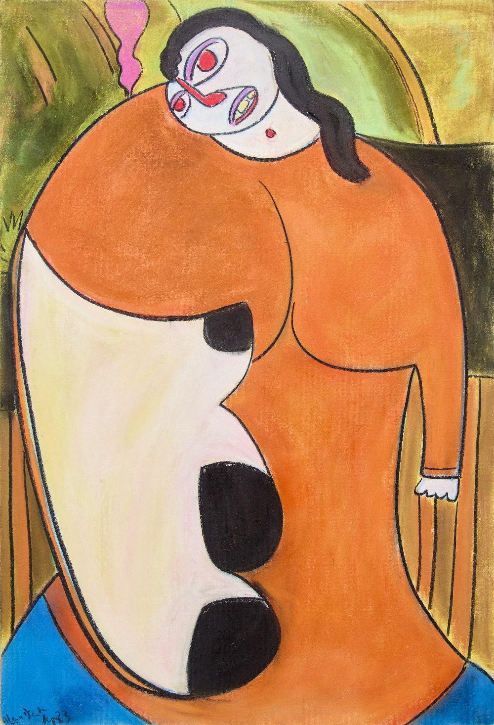 Albert Louden comparable auction result: albert louden three works on paper including standing woman in red