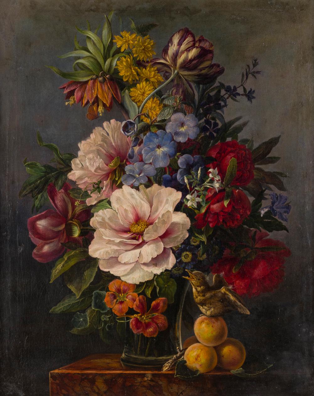 franz xaver gruber blumenstillleben mit pfirsichen und einem vogel · Hargesheimer Kunstauktionen Düsseldorf · 2025-09-12 Franz Xaver (1801) Gruber comparable auction result: franz xaver gruber blumenstillleben mit pfirsichen und einem vogel