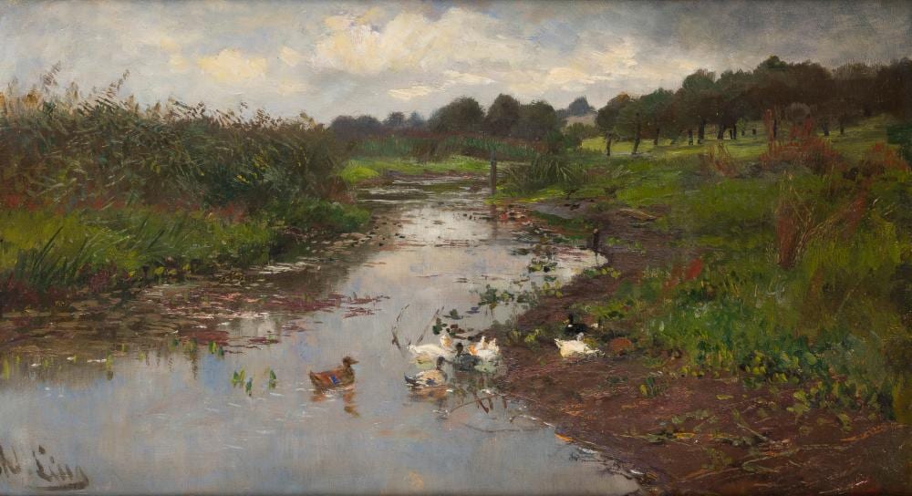 Adolf Lins comparable auction result: adolf lins enten am teich