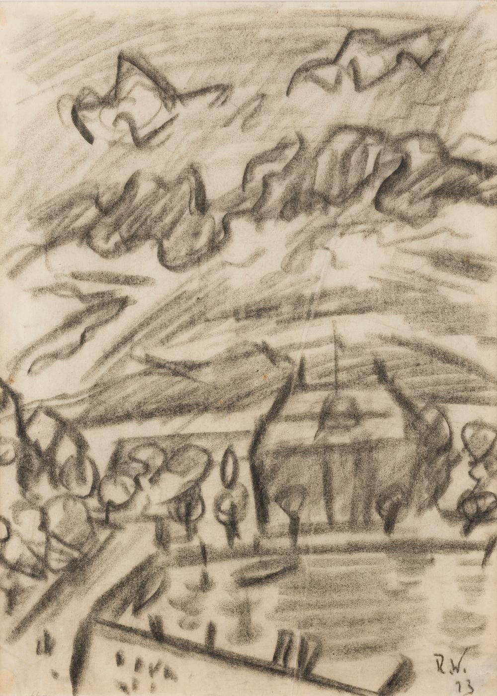 Rudolf Wacker comparable auction result: rudolf wacker landschaft mit h usern