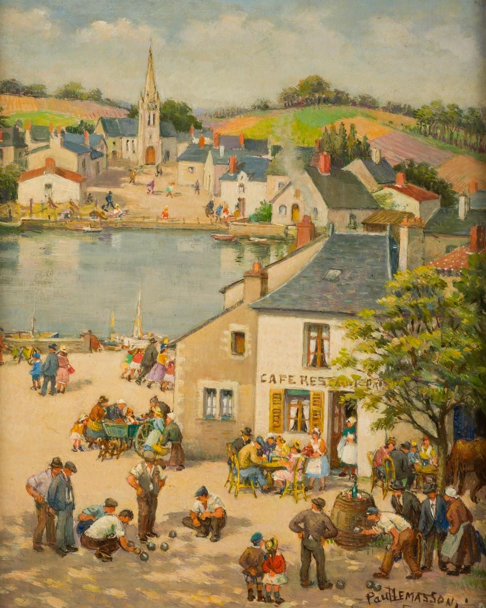 Paul Lemasson comparable auction result: paul lemasson zwei gem lde mit lebhaften stra enszenen einer sommerlichen stadt