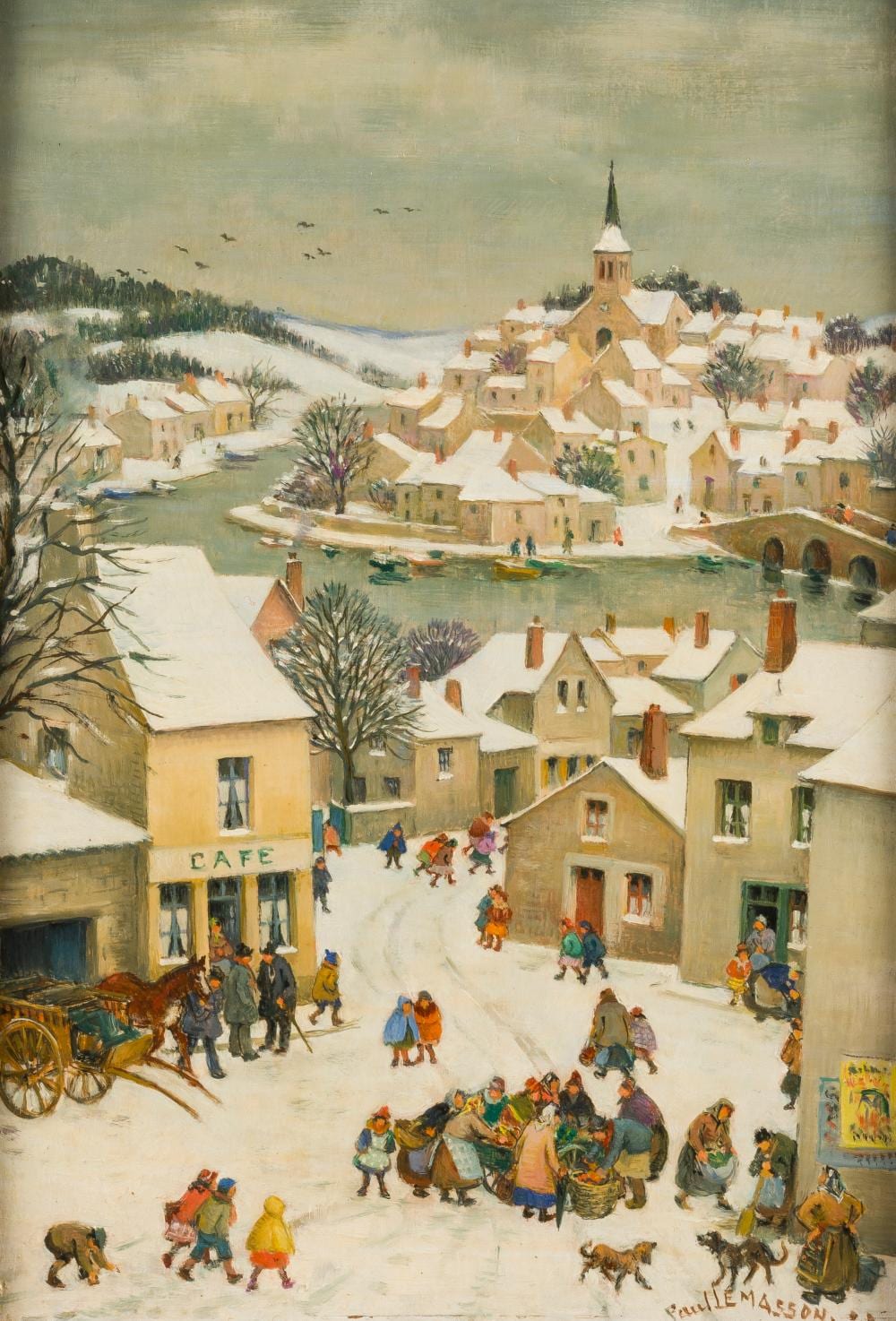 Paul Lemasson comparable auction result: paul lemasson blick auf eine kleinstadt an einem wintertag