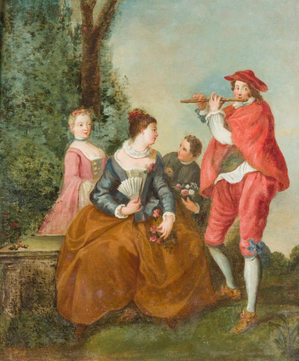 Nicolas Lancret comparable auction result: nicolas lancret schule galante szene mit fl tenspieler