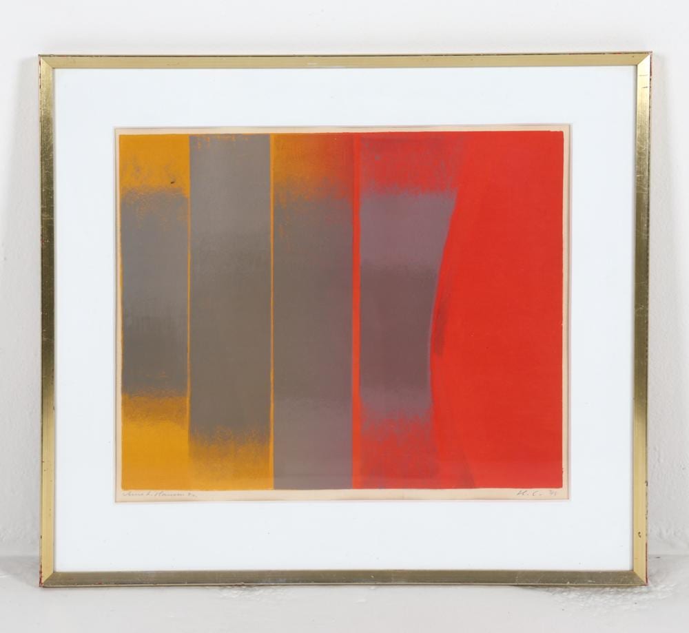 Arne Lundsteen Hansen comparable auction result: arne l hansen danish 1921 2009 silkscreen