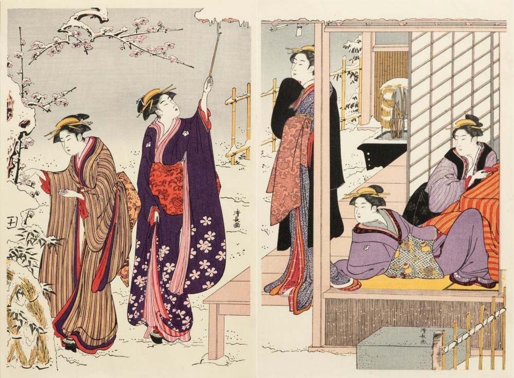 Torii Kiyonaga comparable auction result: torii kiyonaga morning scene after snow