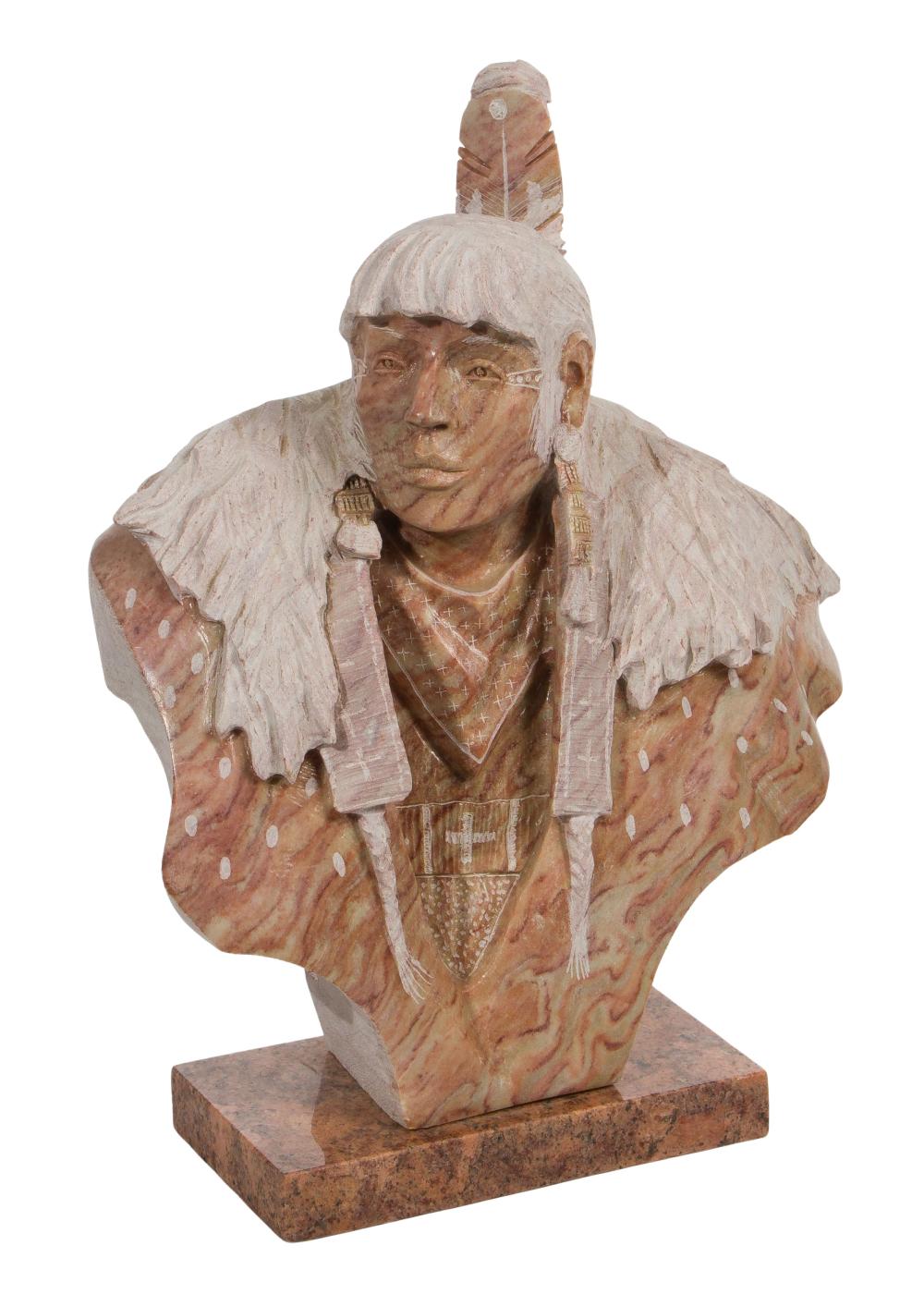 Alvin Marshall comparable auction result: alvin marshall american navajo b 1959 alabaster bust sculpture
