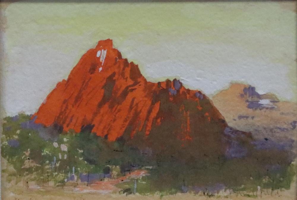 James Northfield comparable auction result: james northfield watercolour glasshouse mts signed lower right and details verso approx 14cm x 10cm