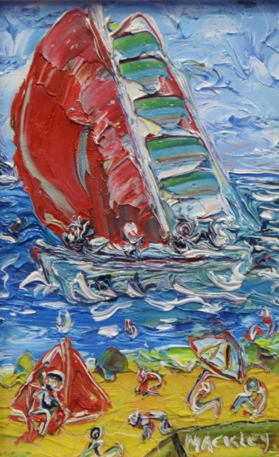 Evan Mackley comparable auction result: evan mackley oil on board little ripper series signed lower right approx 20cm x 12cm