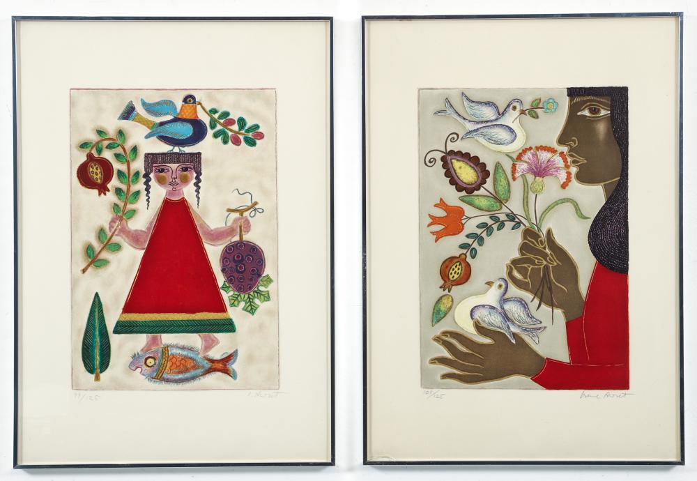 Irene Awret comparable auction result: pair of irene awret signed prints