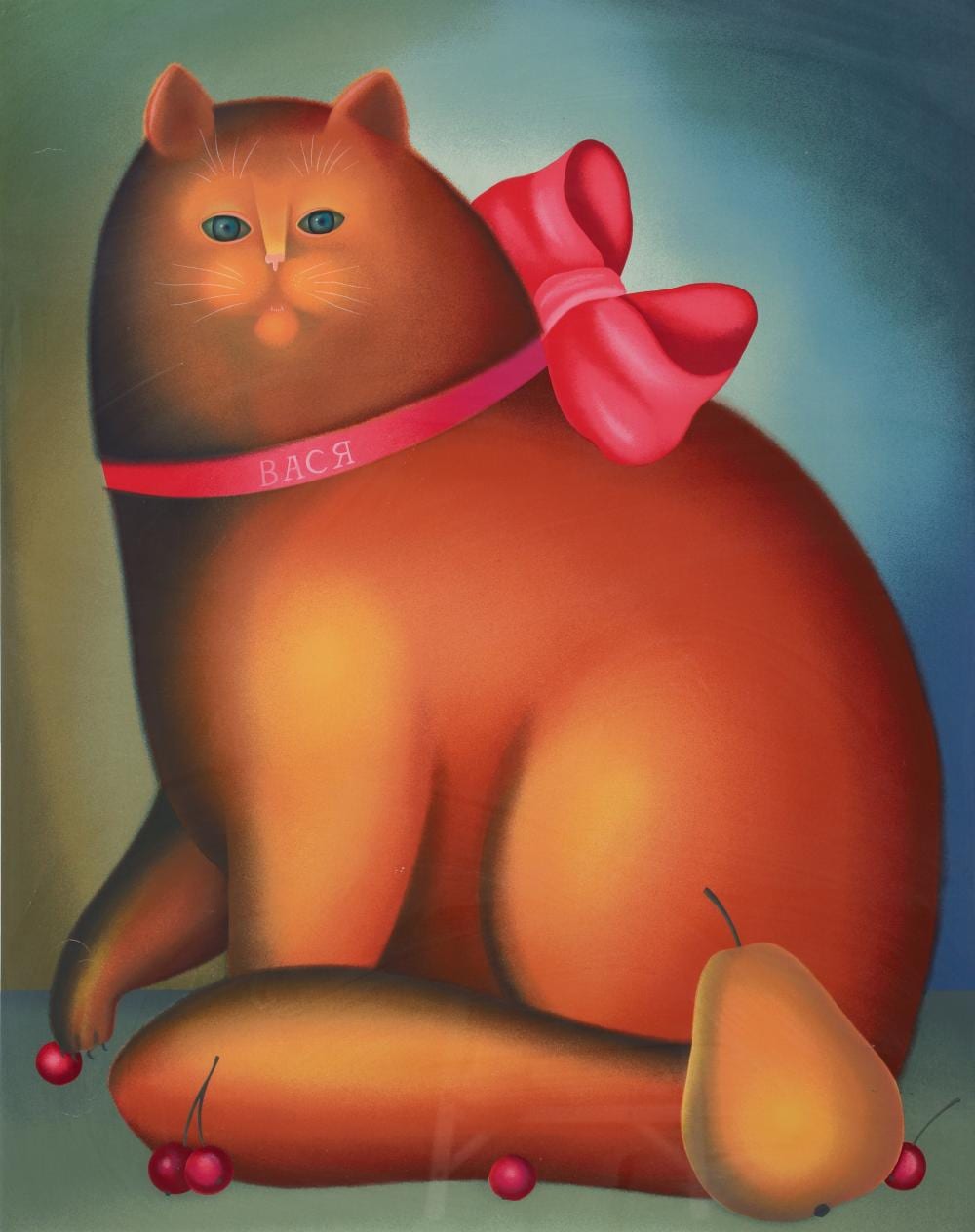 Igor Galanin comparable auction result: igor galanin 1980s orig screenprint cat with a bow