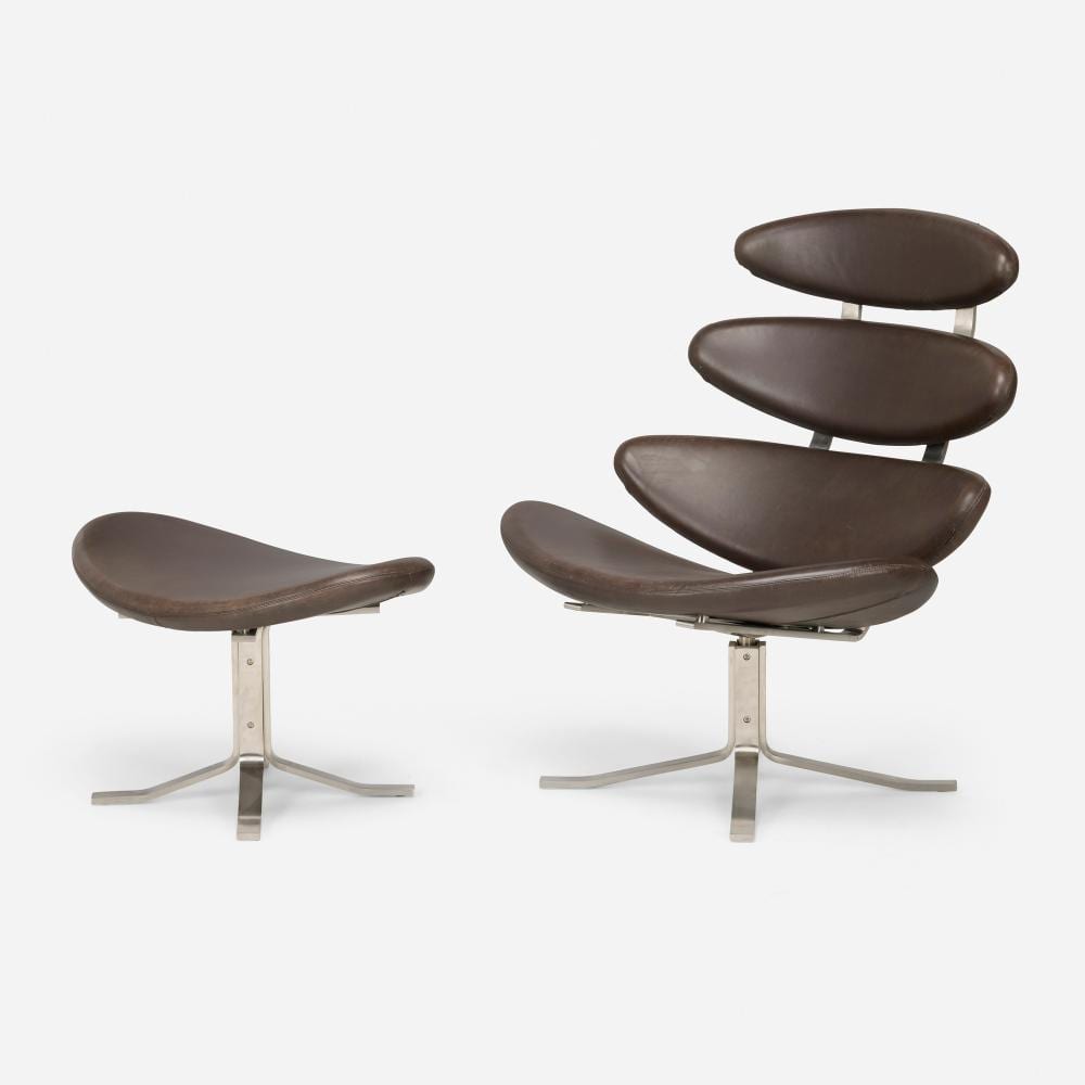 Poul Volther comparable auction result: poul volther corona chair and ottoman