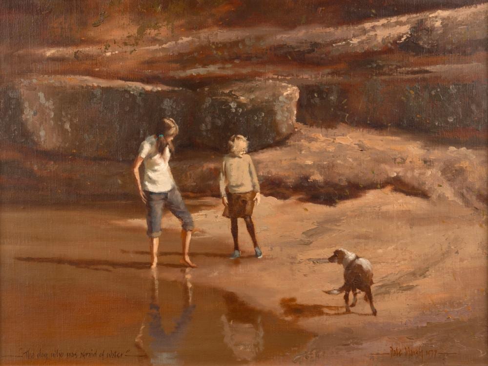Dale Marsh comparable auction result: dale marsh 1940 the dog who was afraid of water oil on board signed lower right dale marsh 1977 45 x 60cm 65 x 80cm overall