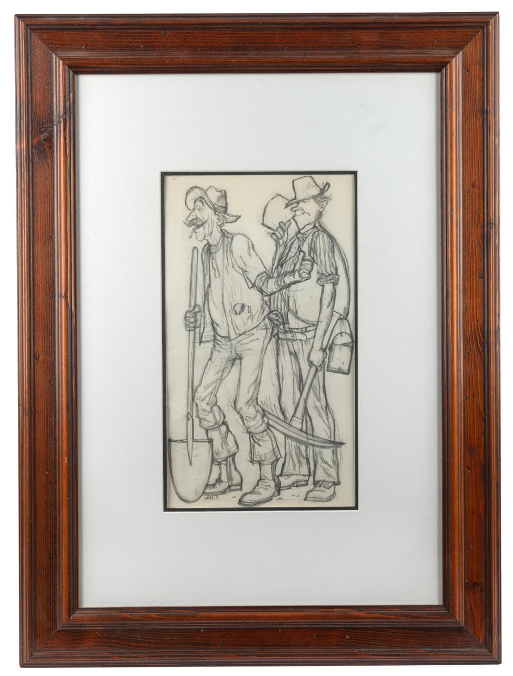 Gerrard Lants comparable auction result: gerrard george lants 1927 1998 the miners pencil sketch on paper signed lower left lants 37 x 21cm 73 x 54cm overall