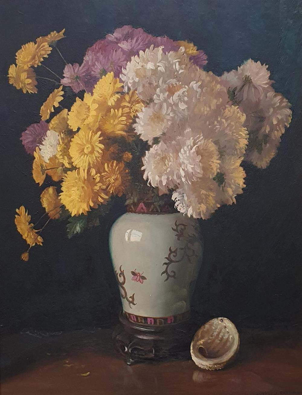Albert Sherman comparable auction result: albert john sherman 1882 1971 untitled chrysanthemums in a chinese vase oil on board signed lower right 62 5 x 48 cm framed
