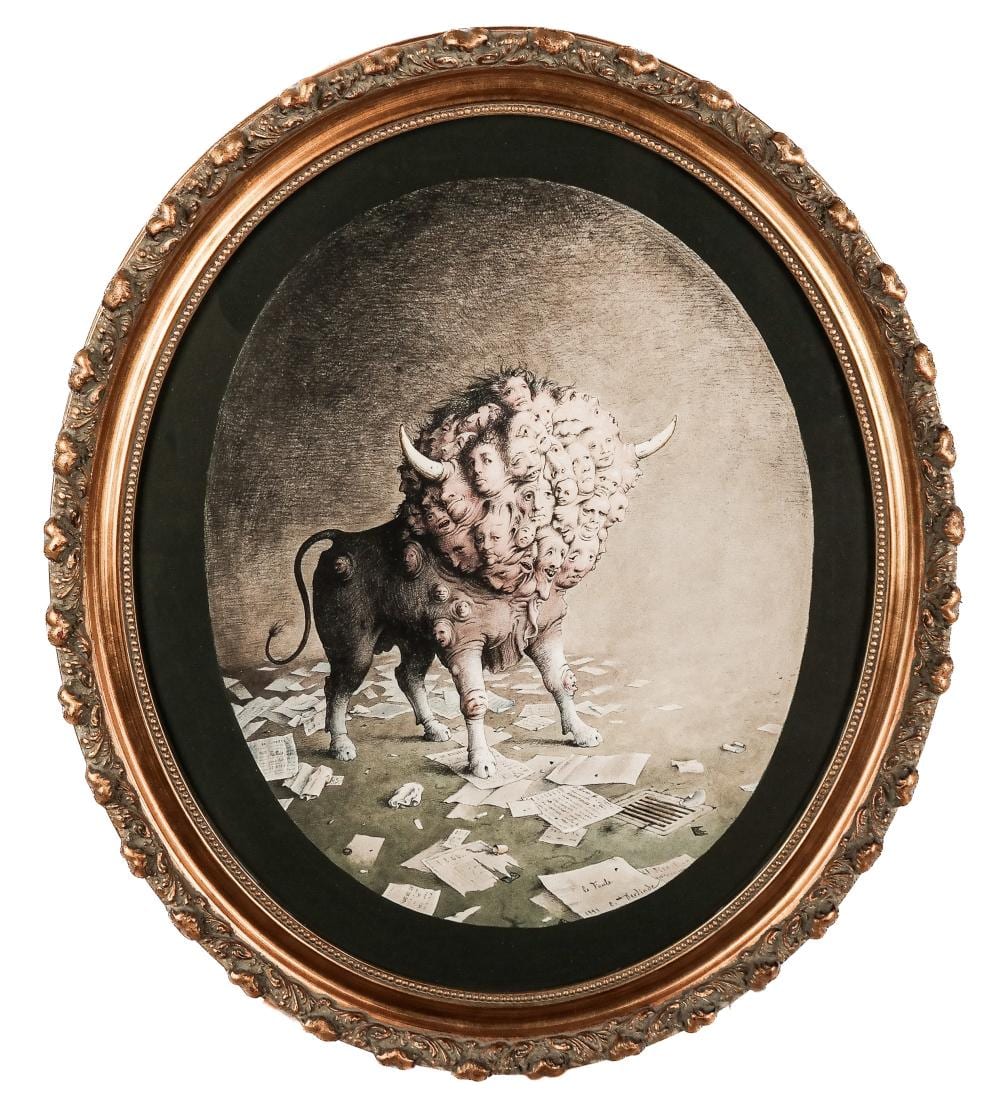 Claude Verlinde comparable auction result: claude verlinde la foule aquatint on paper