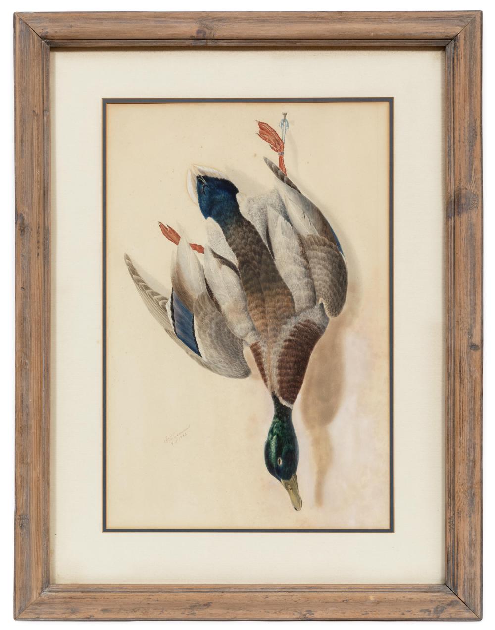 George Louis Viavant comparable auction result: george louis viavant american louisiana 1872 1925 nature morte mallard duck watercolor on paper laid on board
