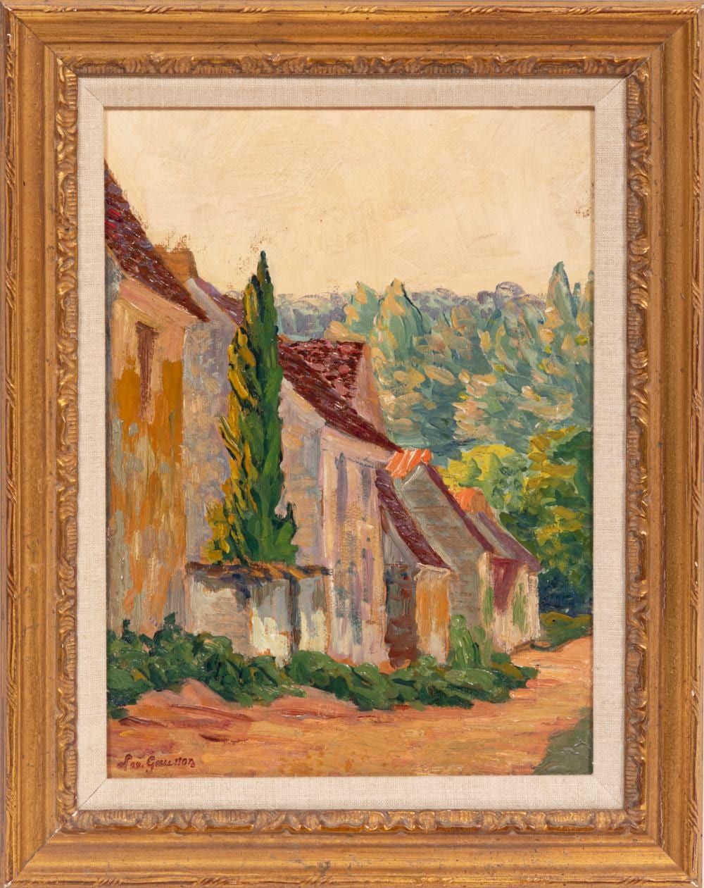 l o gausson french 1860 1944 un petit village oil on board · Neal Auction Company · 2025-09-12 Leo Gausson comparable auction result: l o gausson french 1860 1944 un petit village oil on board