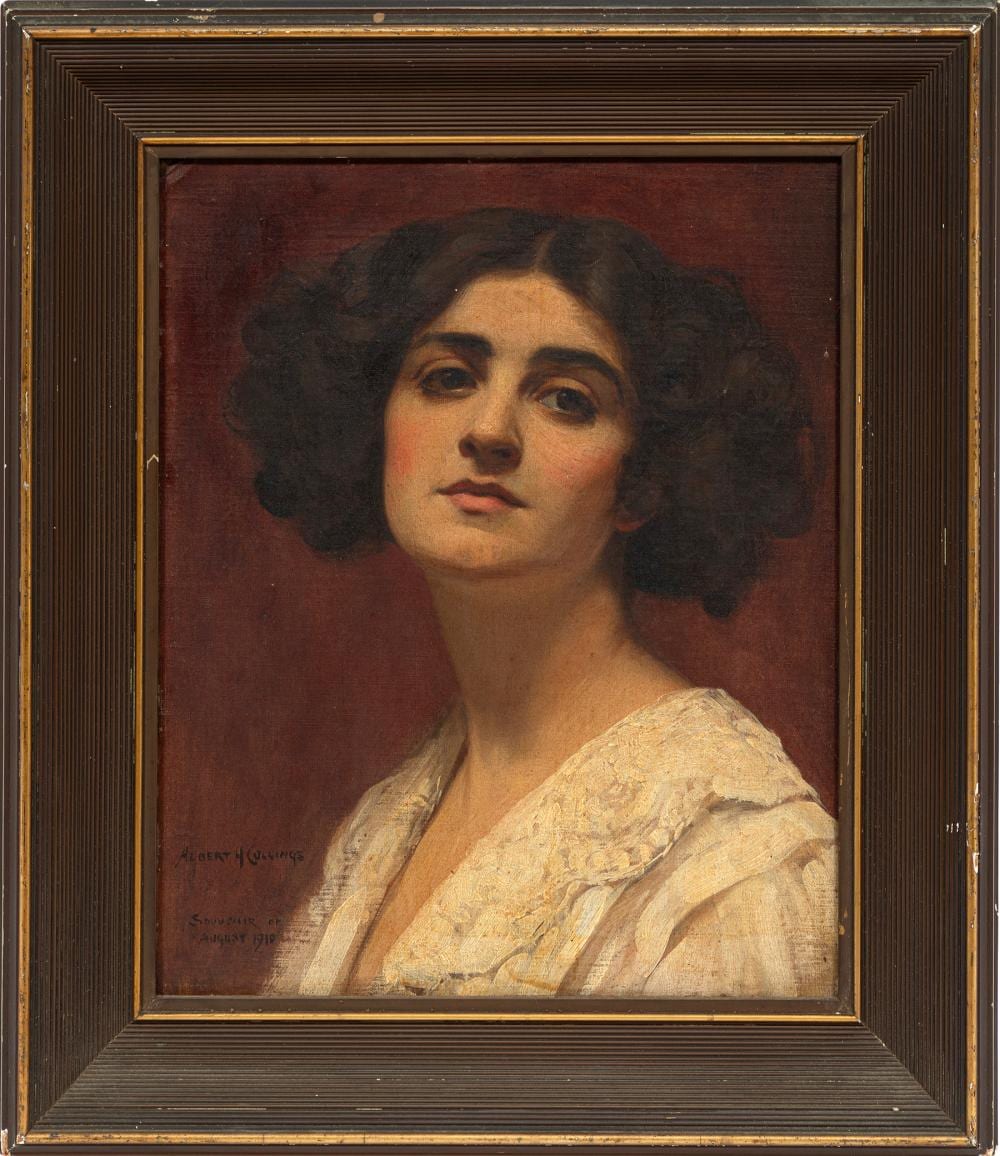 Albert Henry Collings comparable auction result: albert henry collings british 1869 1947 portrait of a lady oil on canvas board