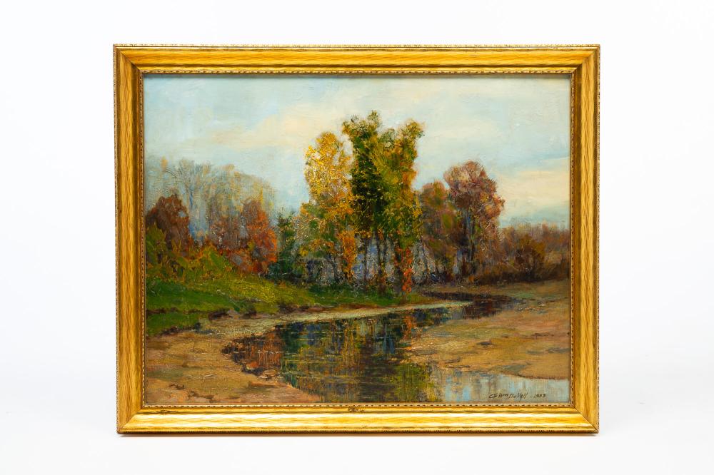 Charles William Duvall comparable auction result: charles william duvall columbus ohio 1864 1965 oil on board of a landscape with stream