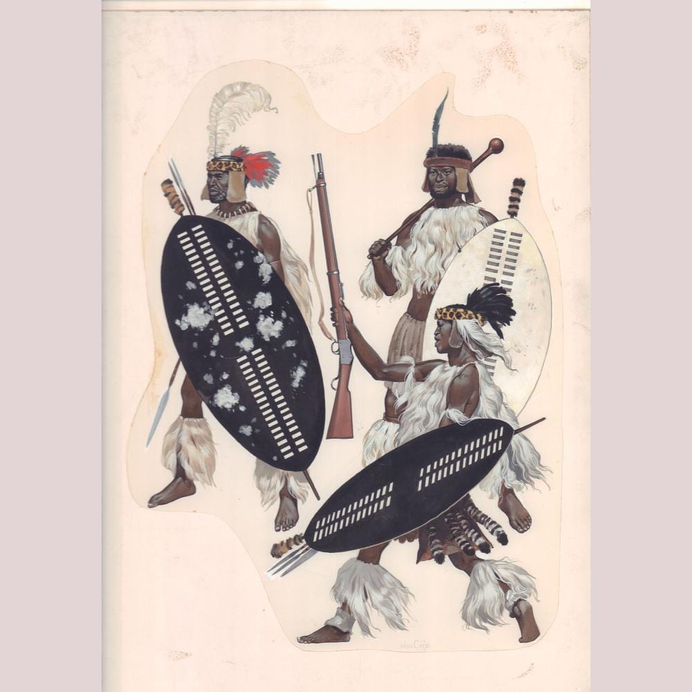 Angus McBride comparable auction result: angus mcbride original gouache illustration osprey publishing zulu wars
