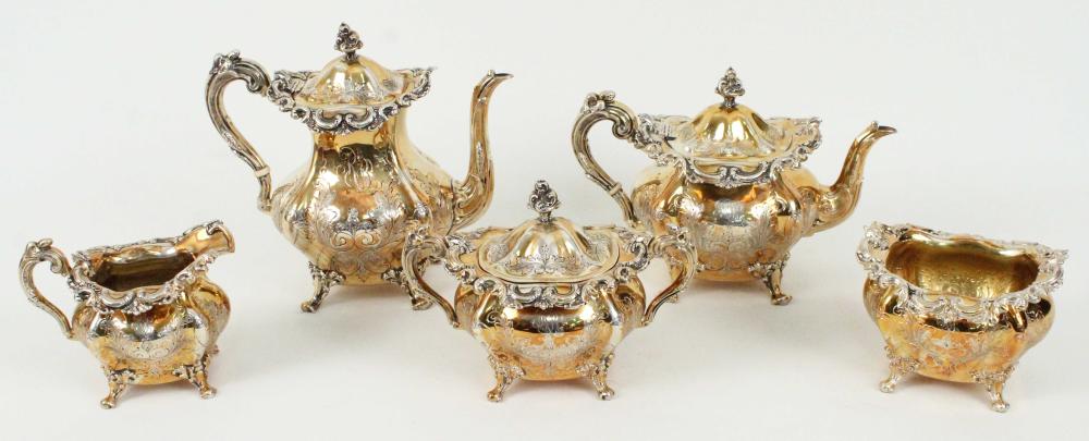 Gorham Sterling Georgian Pattern 5 Pcs. Service sold by Kennedy's Auction Service, lot 136 — auction record photograph