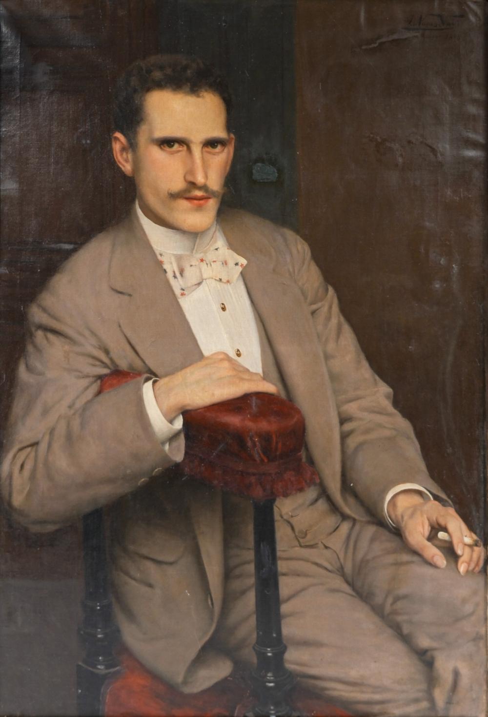 Italo NUNES VAIS (1860-1932) "Noble dressed smoking man" - an Italian oil on canvas painting sold by Ostantix Auctions, lot 753 — auction record photograph