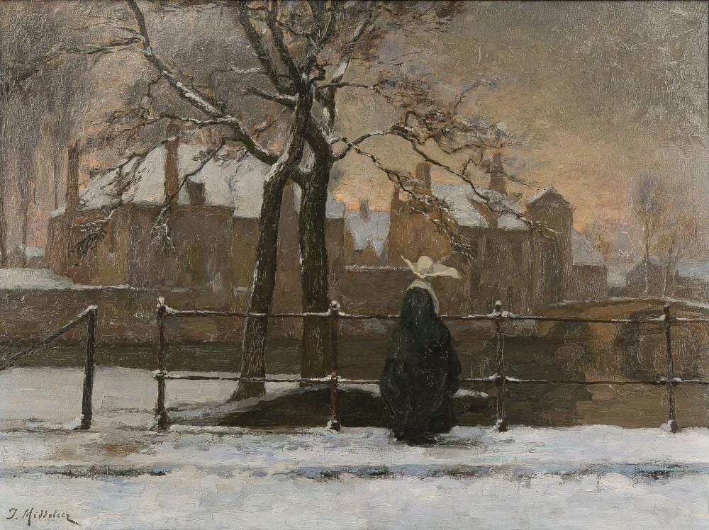 Joseph Middeleer comparable auction result: joseph middeleer 1865 1934 winter scene in the city an oil on canvas painting